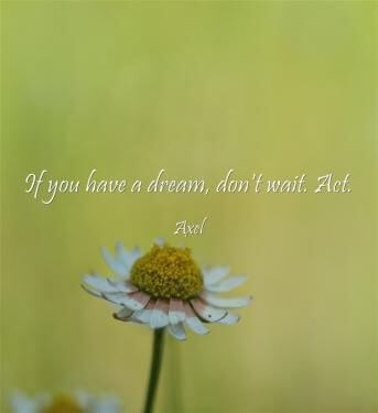 If you have a dream don't wait. Act.