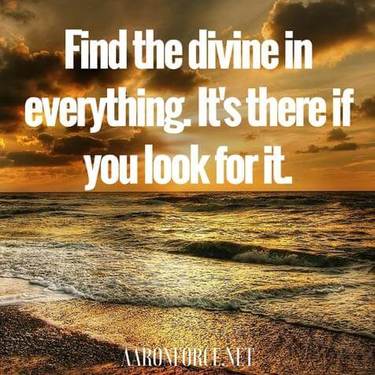Find the divine in everything. It's there if you look for it.